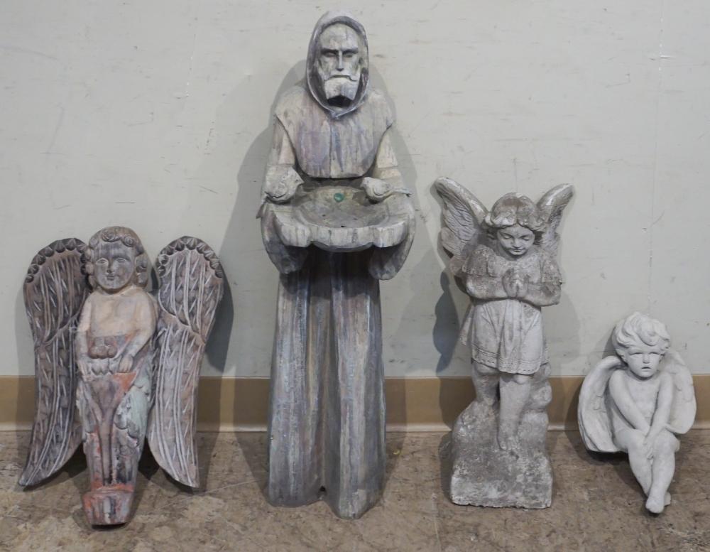 Appraisal: Collection of Four Religious Themed Wood and Stone Carvings H