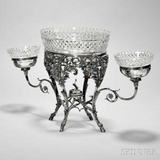 Appraisal: George III Sterling Silver Two-arm Epergne London Joseph Preedy maker