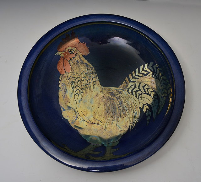 Appraisal: Jonathan Chiswell Jones British b 'Cockerel' bowl in copper and