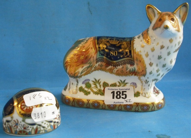 Appraisal: Royal Crown Derby Paperweights Royal Windsor Corgi with certificate and