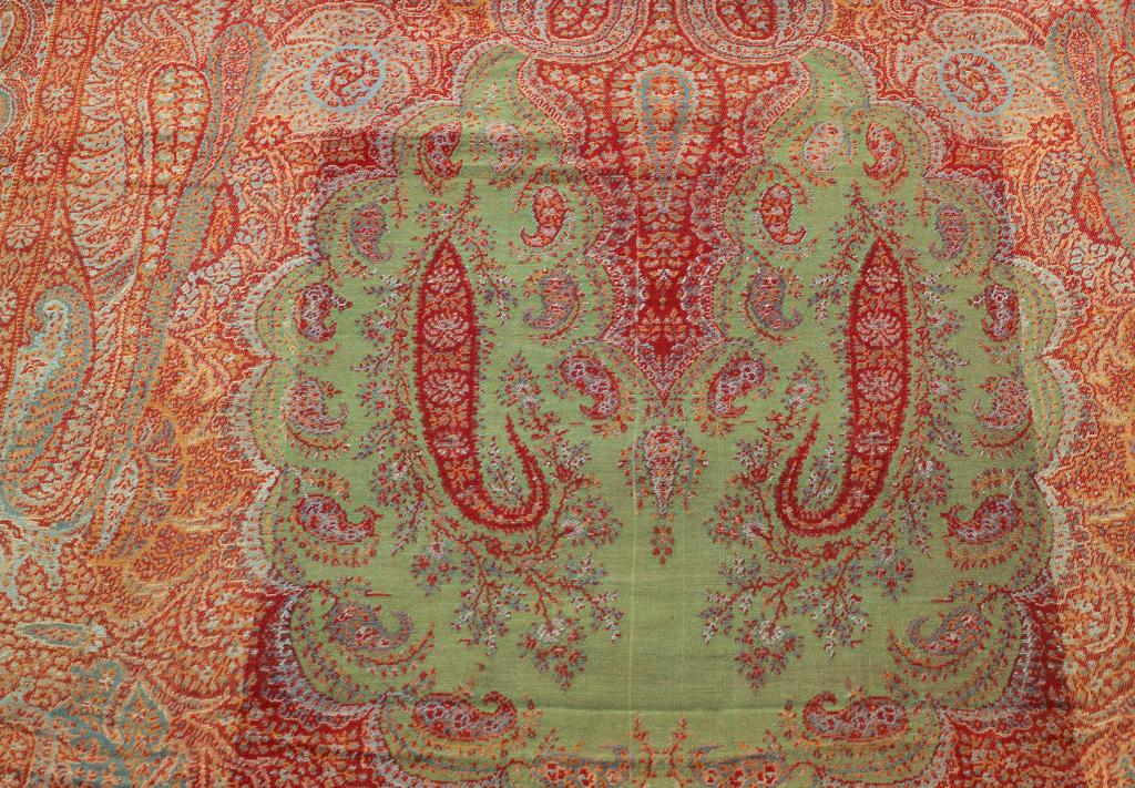 Appraisal: th CENTURY KASHMIR WOOLLEN SHAWL centred by six shaped reserves