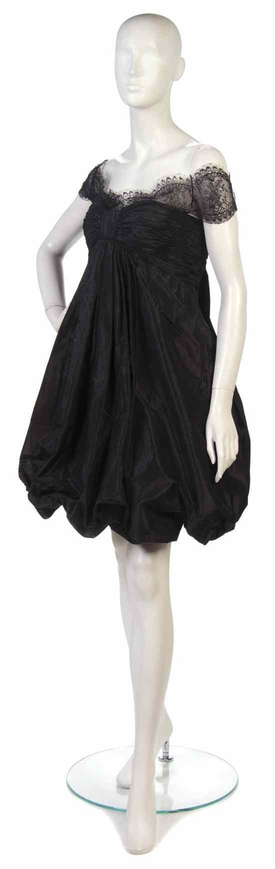 Appraisal: An Oscar De La Renta Black Taffeta and Lace Bubble