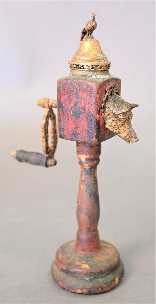 Appraisal: Figural Nutmeg Grinder th century hand painted with brass crank