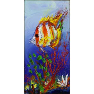 Appraisal: Des Spencer Australian b Acrylic on panel Fish and Coral