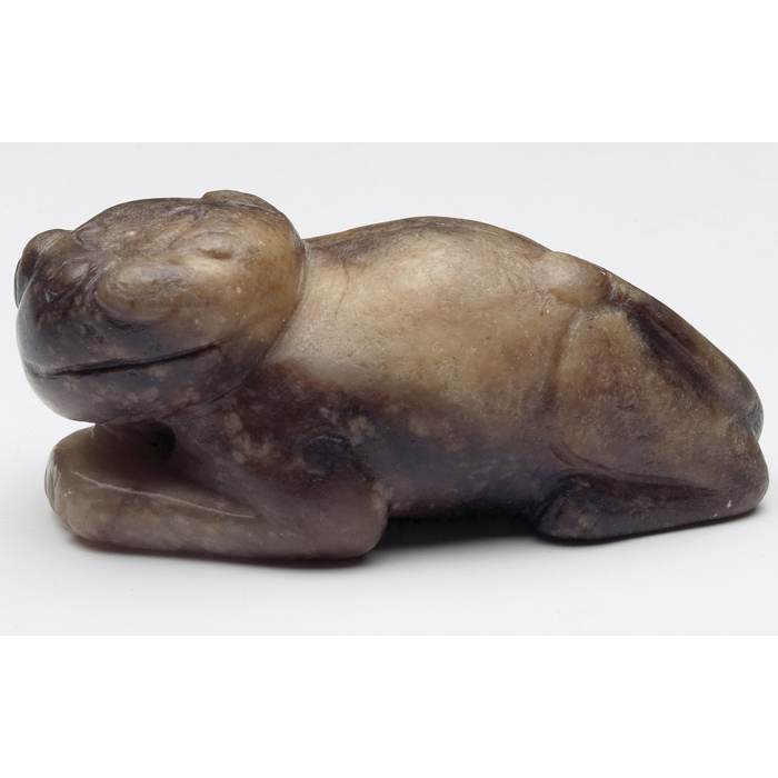 Appraisal: Chinese sculpture early Chine period recumbent dog in brown jade