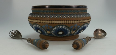 Appraisal: Doulton Lambeth Stoneware salad bowl diameter cm and servers