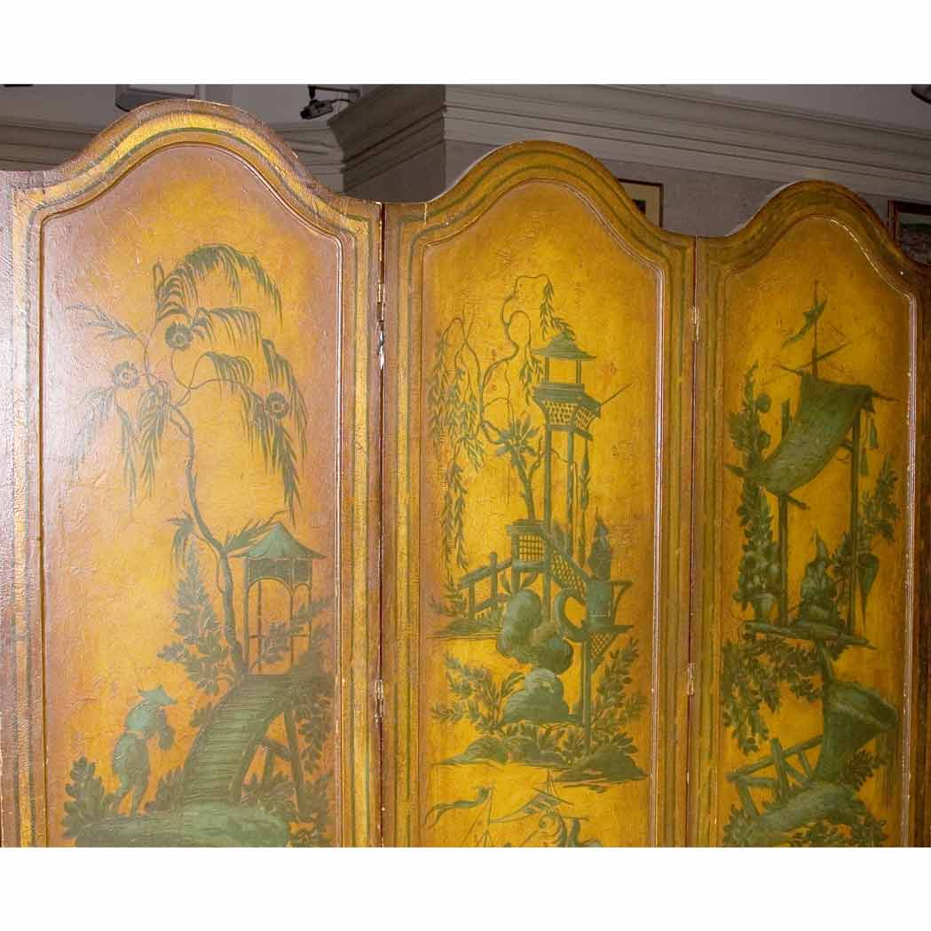 Appraisal: Chinoiserie Decorated Three-Panel Screen Height feet width of each panel