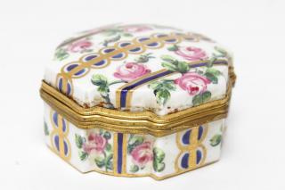 Appraisal: French Sevres-Style porcelain and ormolu pill box th century white