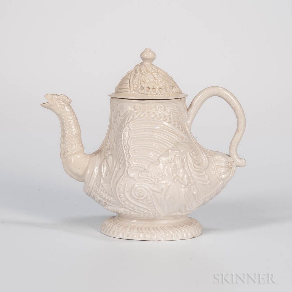 Appraisal: Staffordshire White Salt-glazed Stoneware Slip-cast Chimera Teapot and Cover Staffordshire