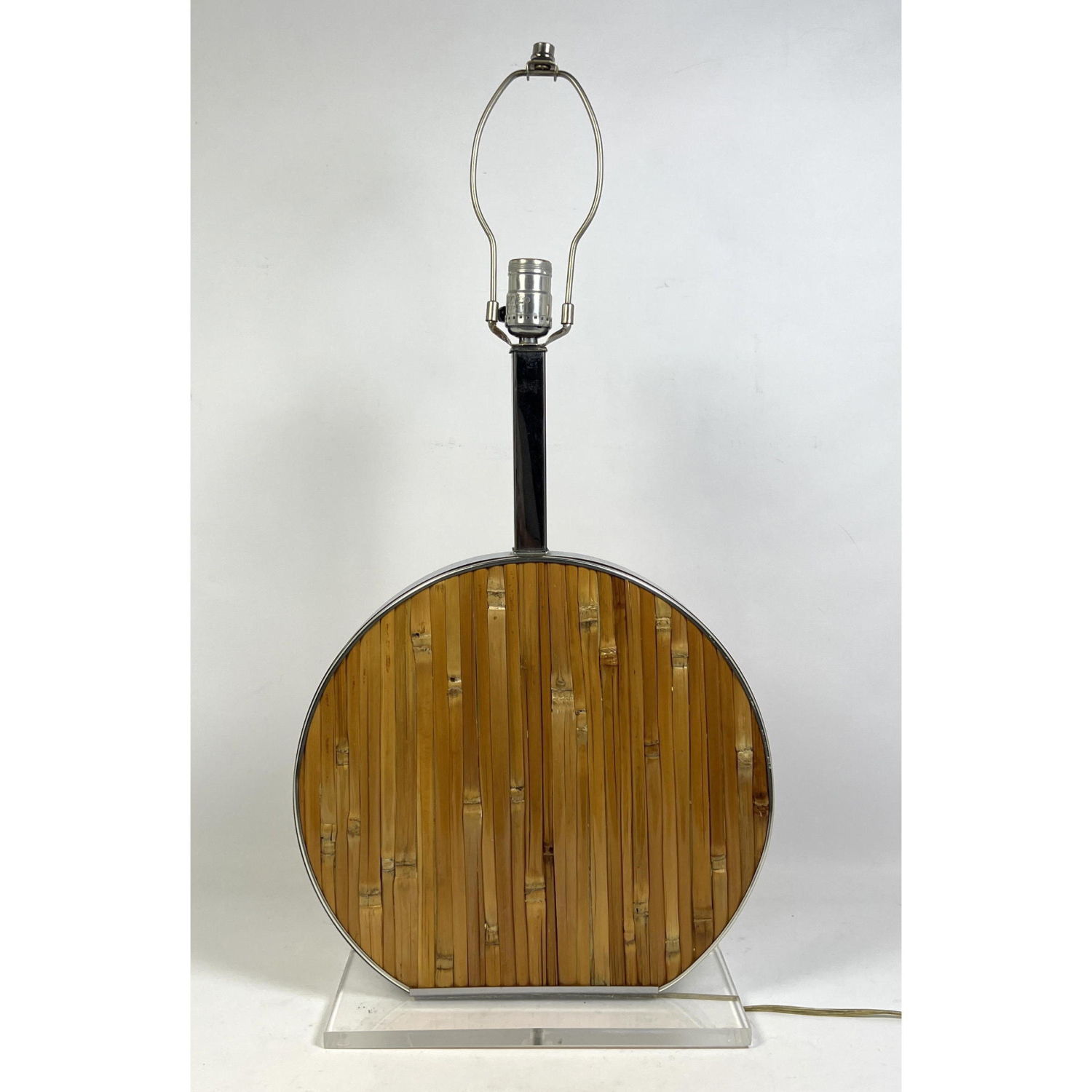 Appraisal: Chromalite bamboo and chrome lamp in the style of Gabrielle