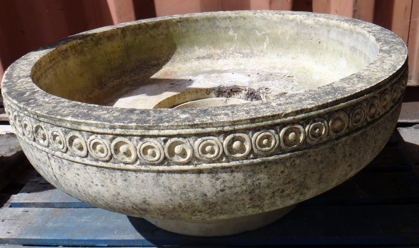 Appraisal: A Hadden stone circular shallow bowl with bullseye moulded decoration