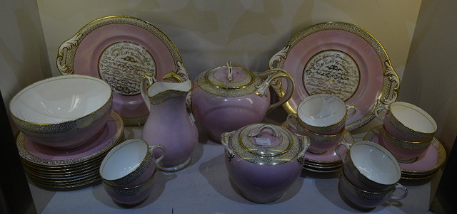 Appraisal: A collection of Victorian pink tea waresincluding a teapot a