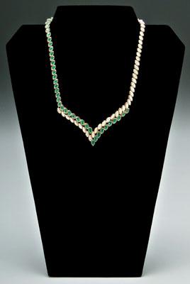 Appraisal: Emerald and diamond necklace marquise-cut emeralds estimated total weight cts