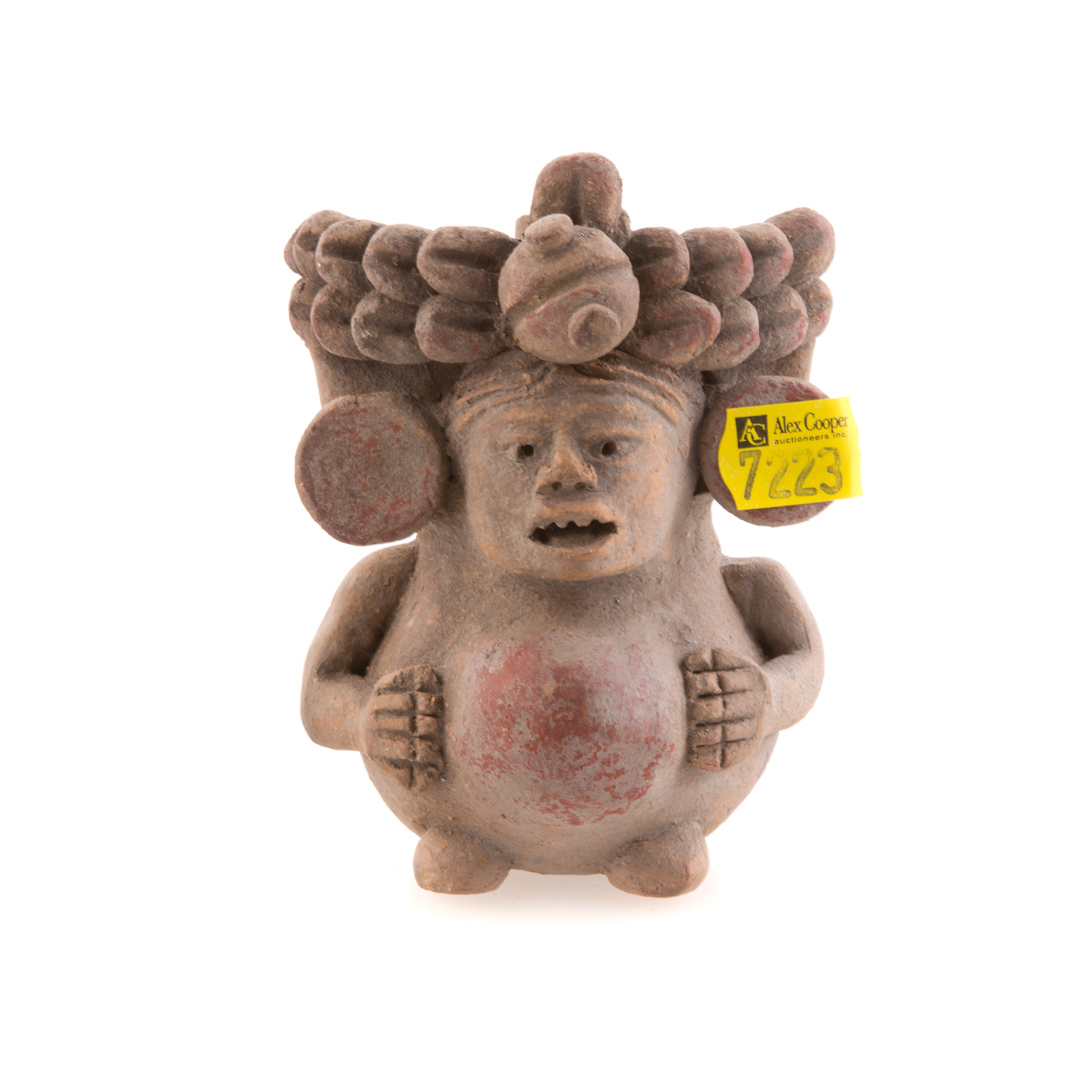 Appraisal: Pre-Columbian manner terracotta figural pipe in H