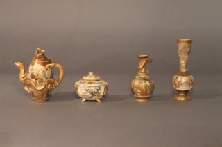 Appraisal: Four Pieces Japanese Satsuma comprising miniature teapot with dragon spout