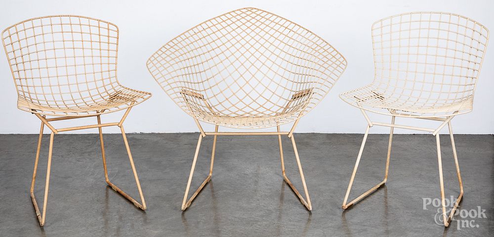 Appraisal: Six Bertoia wire chairs Six Bertoia wire chairs Condition Minor