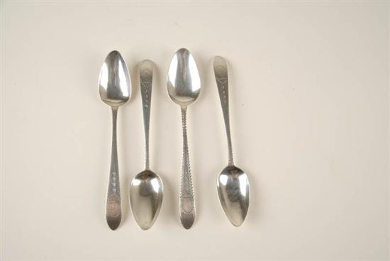 Appraisal: Four George III Irish Sterling Dessert Spoons bearing Dublin date