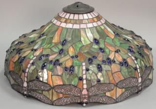 Appraisal: Tiffany style reproduction dragonfly leaded shade dia Tiffany style reproduction