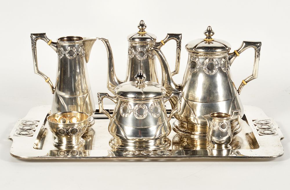 Appraisal: Austrian Art Deco Pc Silver Coffee Tea Set pc Austrian