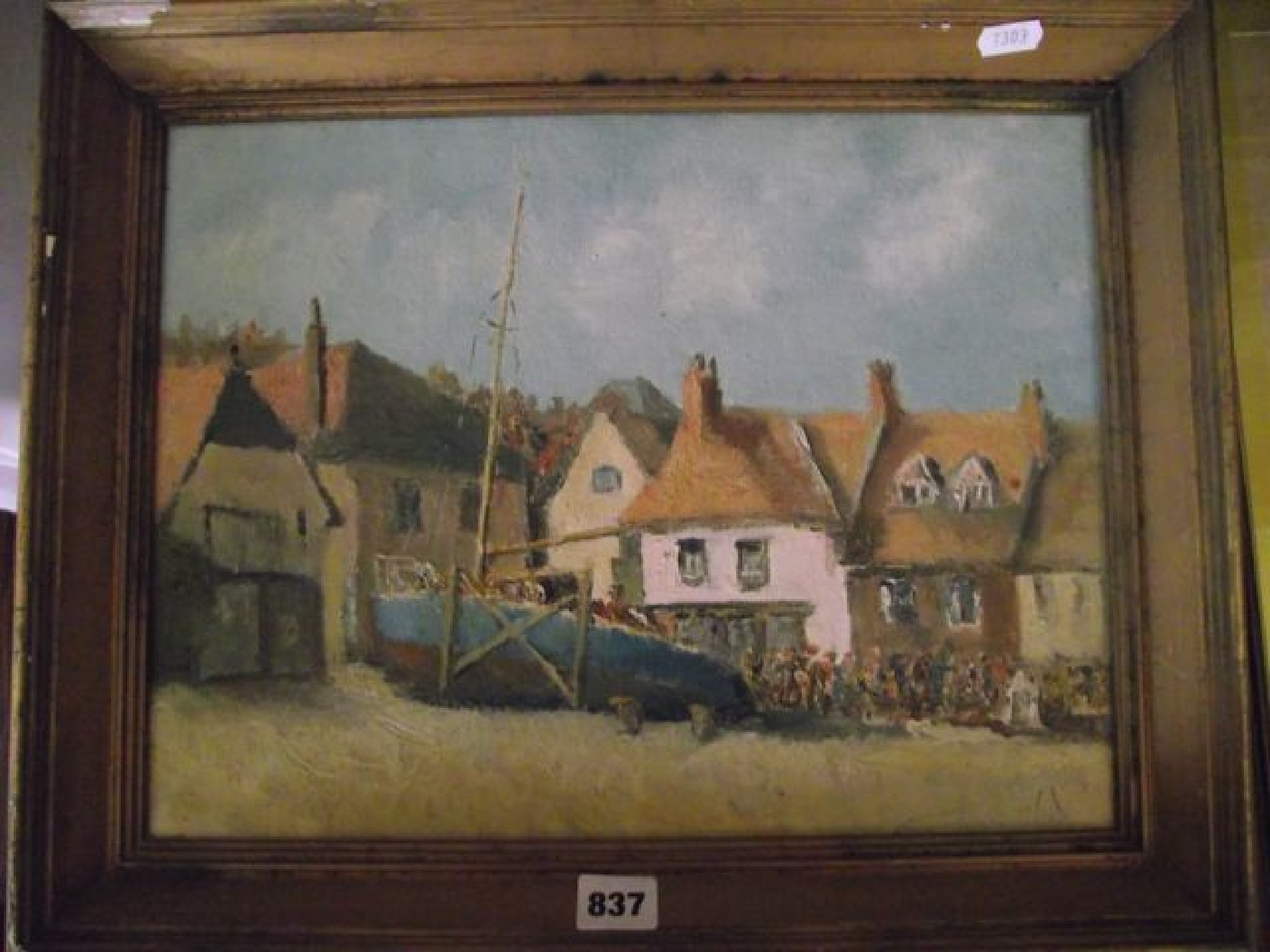 Appraisal: A th century oil painting on board of a harbour