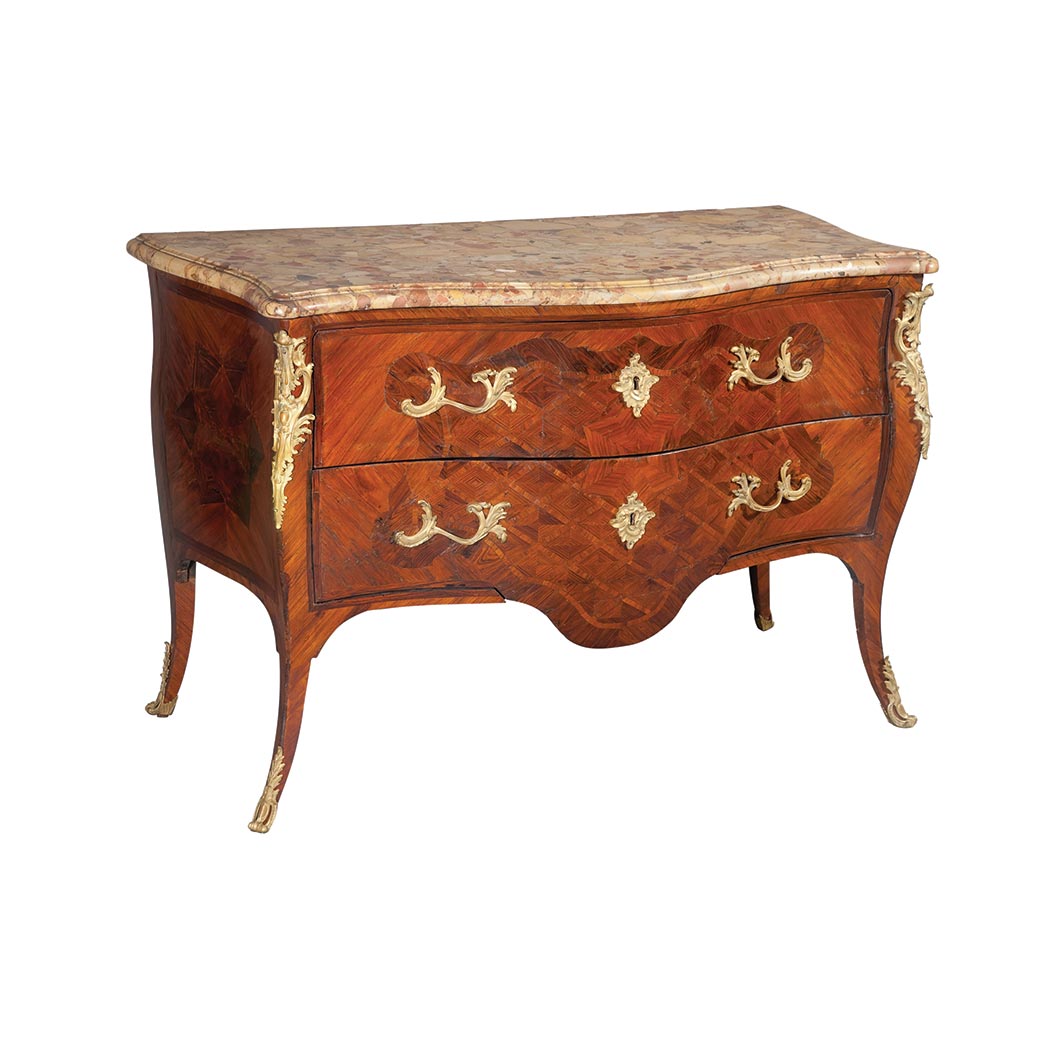 Appraisal: Louis XV Gilt-Bronze Mounted Parquetry Inlaid Walnut Commode mid th