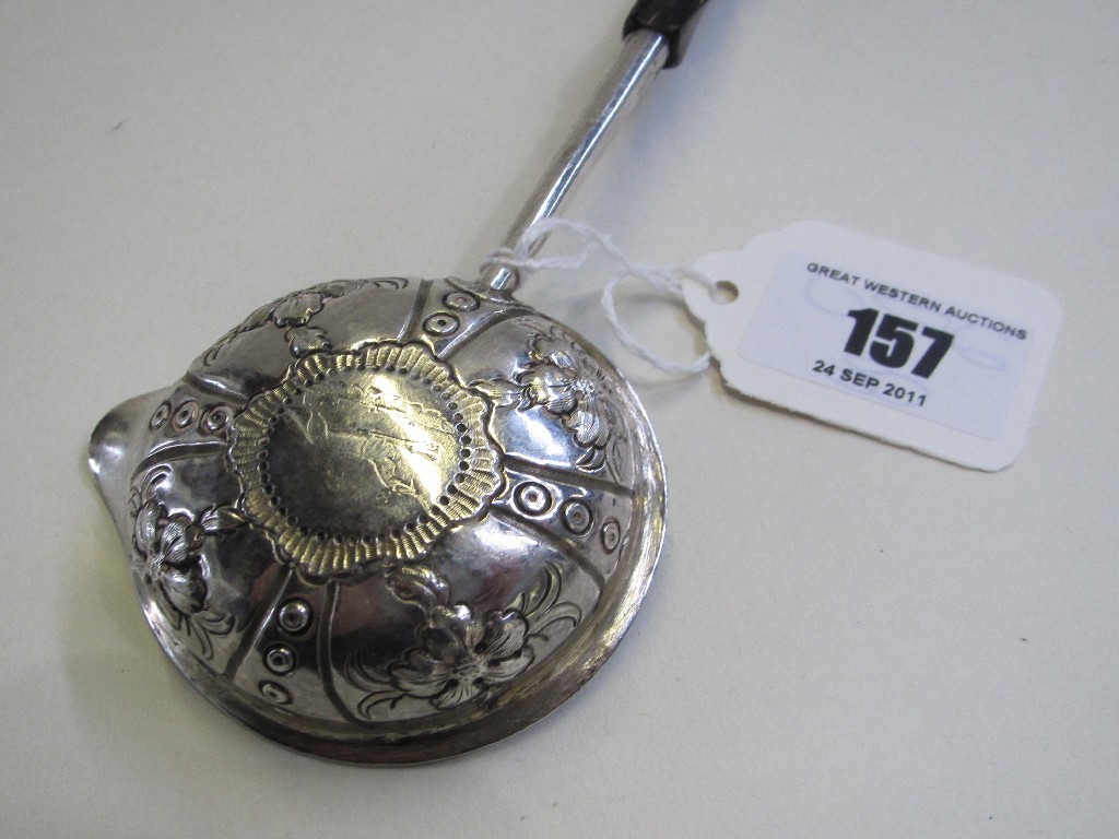 Appraisal: Georgian silver and whale bone toddy ladle London marks