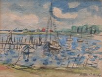 Appraisal: Nicoli Cikovsky American - Boats at Bay Watercolor on paper