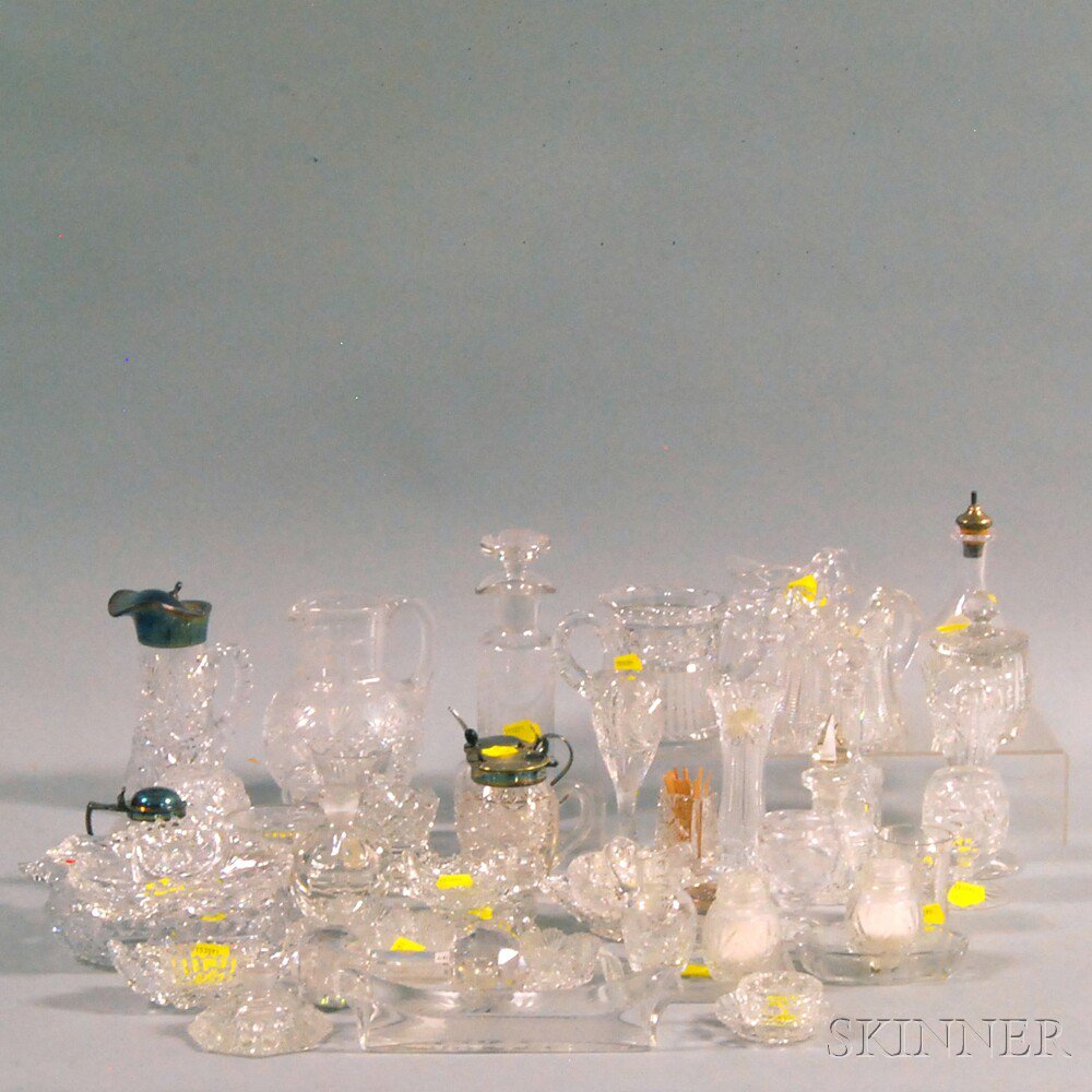 Appraisal: Fifty Small Colorless Cut Glass Items including a Libbey three-compartment