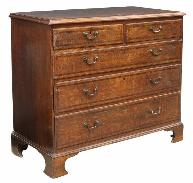 Appraisal: English late Georgian oak chest of drawers early th c