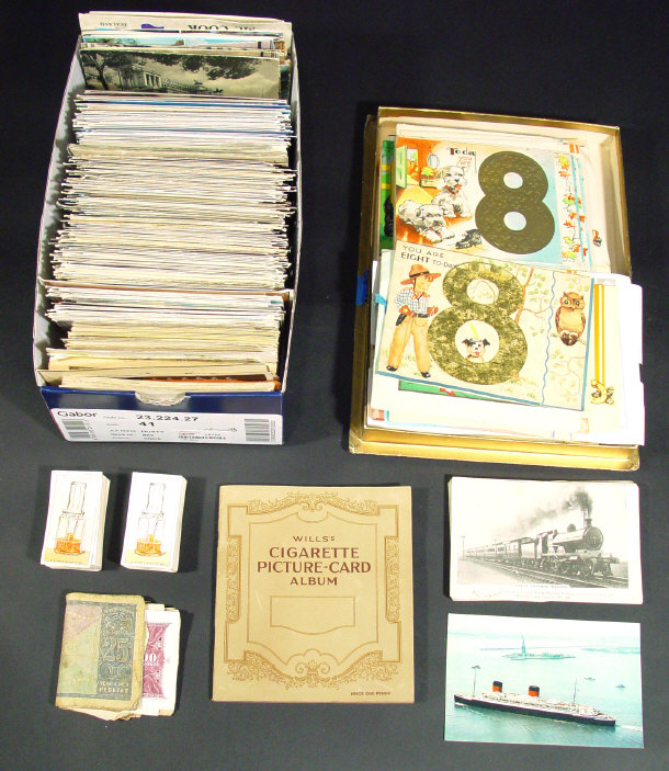 Appraisal: Collection of Edwardian and later postcards three sets of Wills