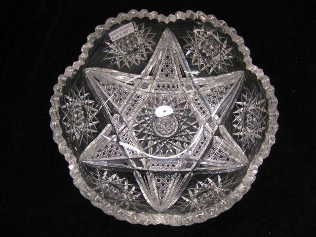 Appraisal: Brilliant Period Cut Glass Bowl fine six pointed star starburst