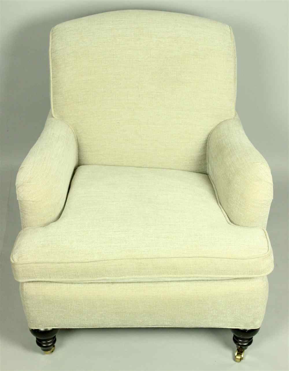 Appraisal: PETITE OFF WHITE UPHOLSTERED CLUB CHAIR having an arched crest