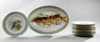 Appraisal: Thirteen Piece Limoges Porcelain Fish Set c Thirteen Piece Limoges