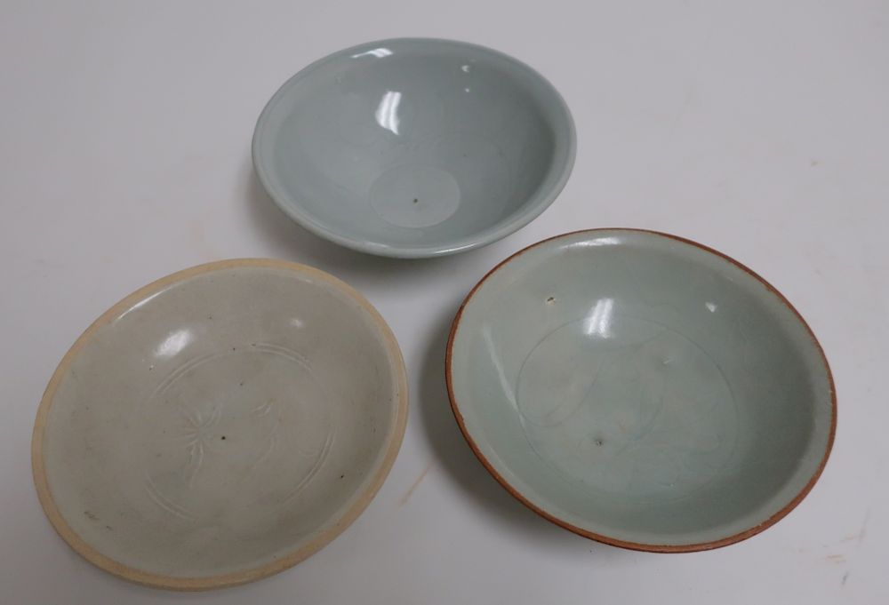 Appraisal: Three Qingbai Bowls Finley potted examples in light celadon glazes