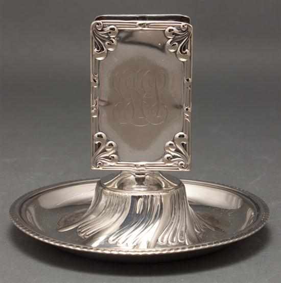 Appraisal: American Art Nouveau silver-plated matchbox stand Tiffany Co New York