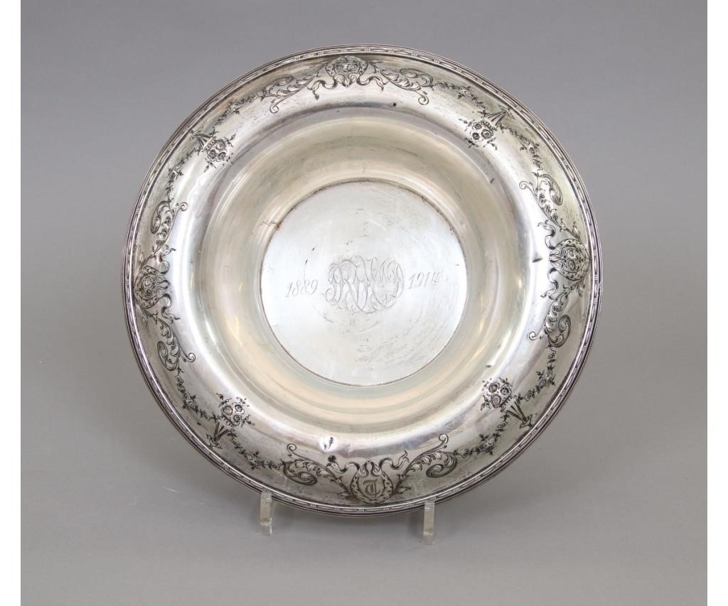 Appraisal: Sterling silver centerpiece dish monogrammed and dated - h x