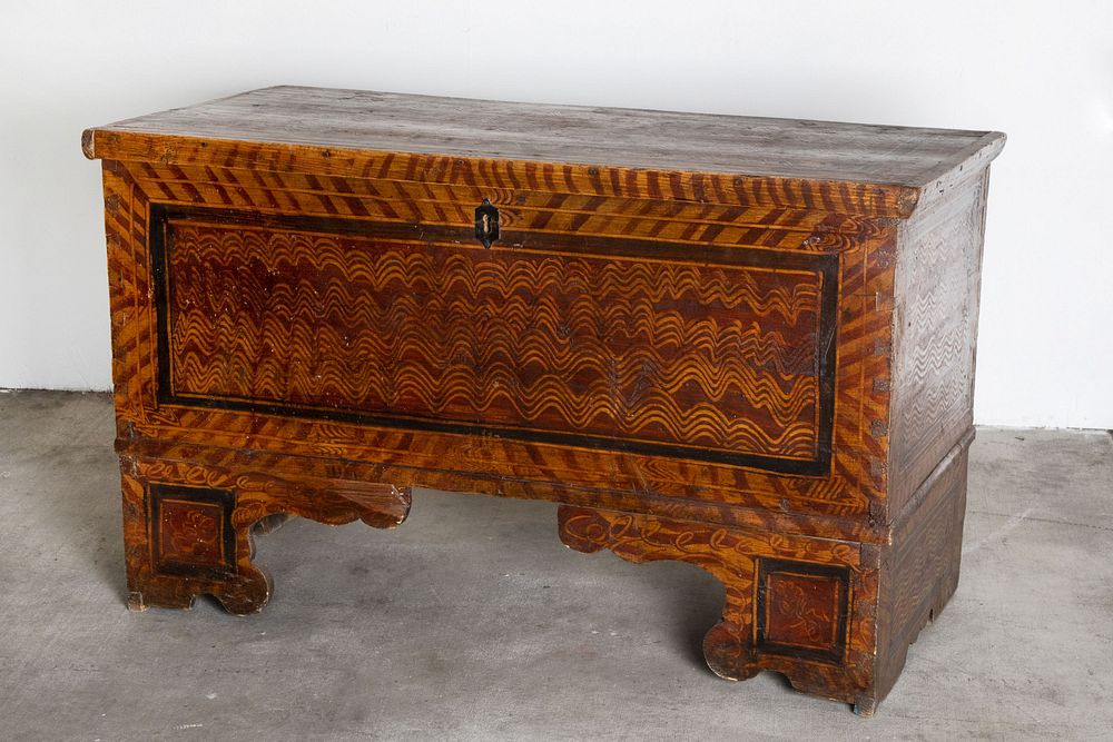 Appraisal: European Northern Italy Pine Dowry Chest European Northern Italy Pine