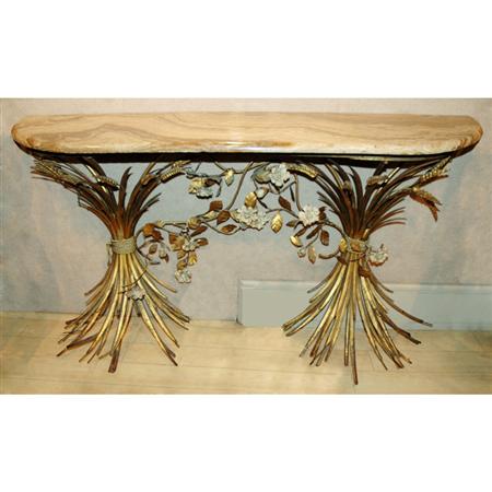 Appraisal: Neoclassical Style Onyx Top and Gilt-Metal Console Estimate -