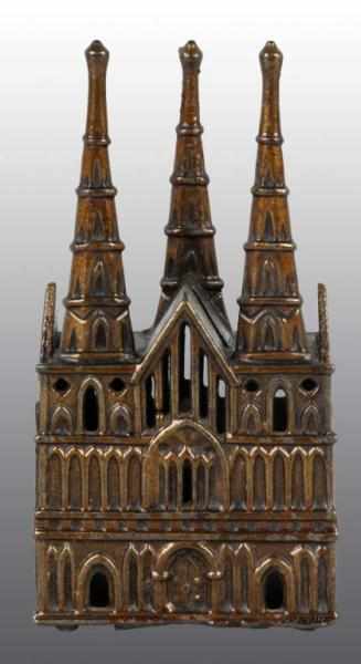 Appraisal: Cast Iron Litchfield Cathedral Still Bank Description Circa Manufactured by