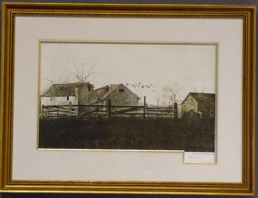 Appraisal: Andrew Wyeth Hand Signed Print The Mill Andrew Wyeth American