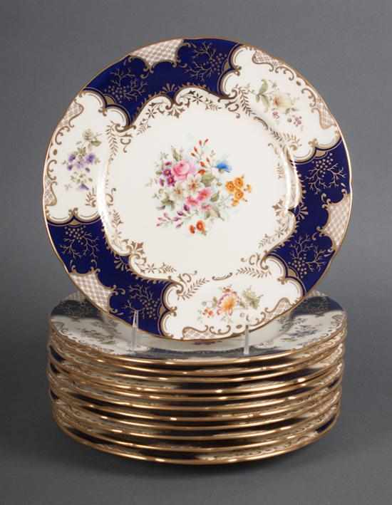 Appraisal: Set of Coalport floral and parcel-gilt decorated china dinner plates