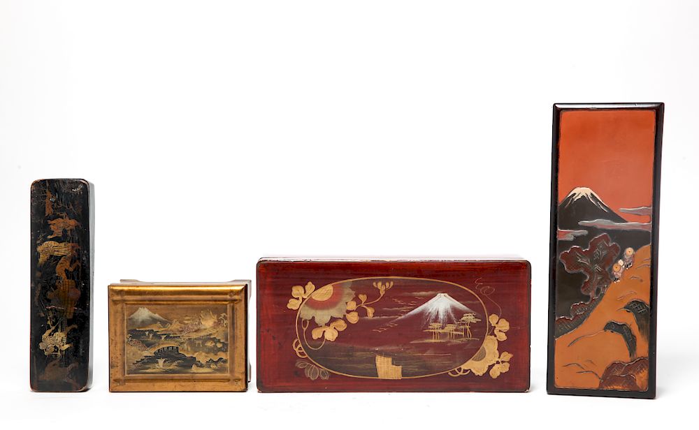 Appraisal: Asian Lacquered Box Assortment Group of Asian lacquered covered boxes