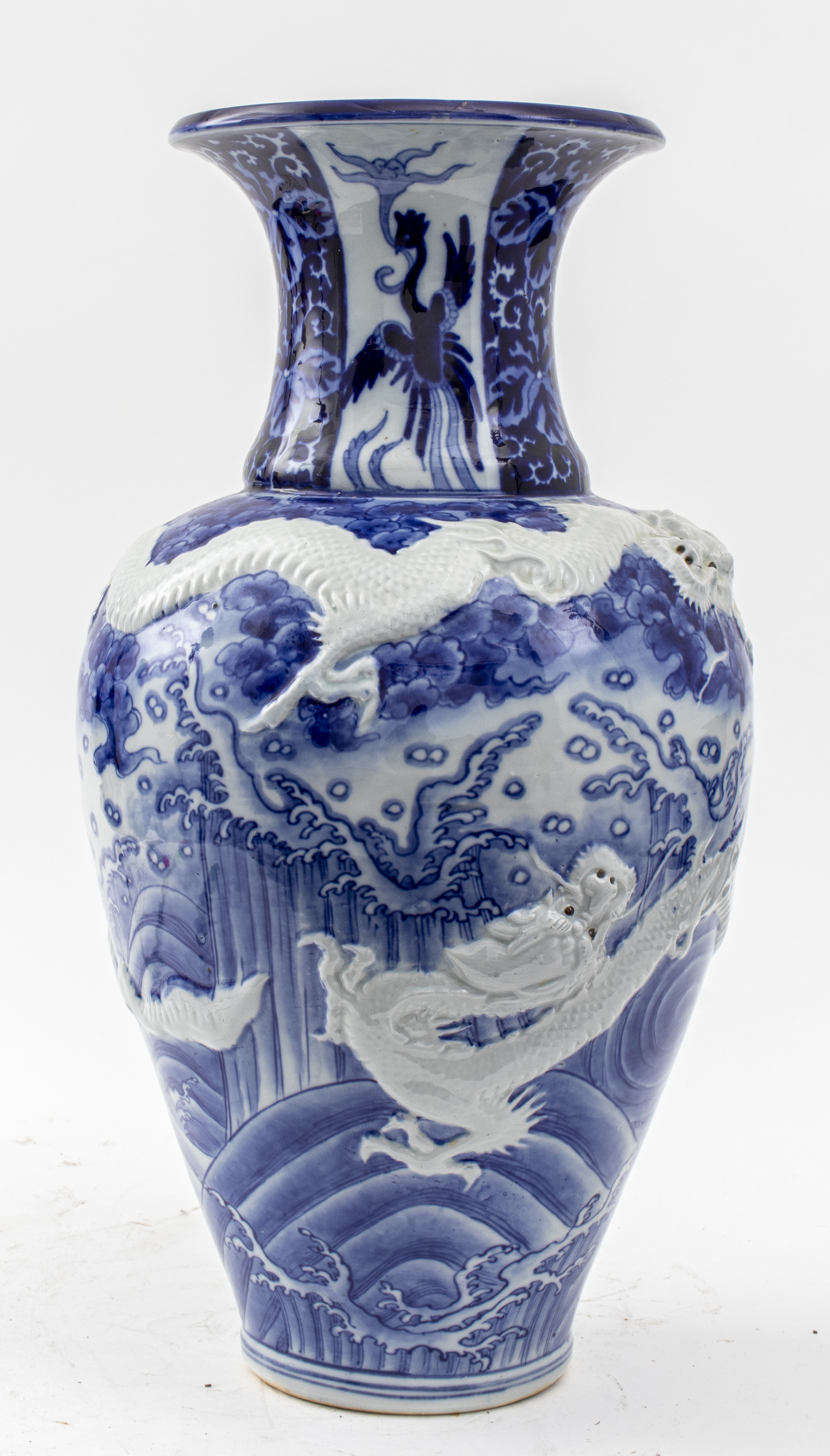 Appraisal: CHINESE BLUE AND WHITE HAITANGZU PORCELAIN VASE Large Chinese blue