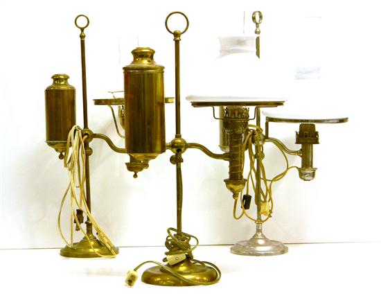 Appraisal: Three student lamps one nickel two brass two with opaque