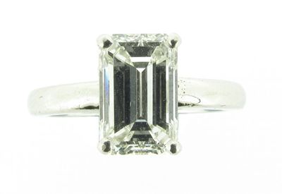 Appraisal: An emerald cut diamond ring With EGL diamond certificate US