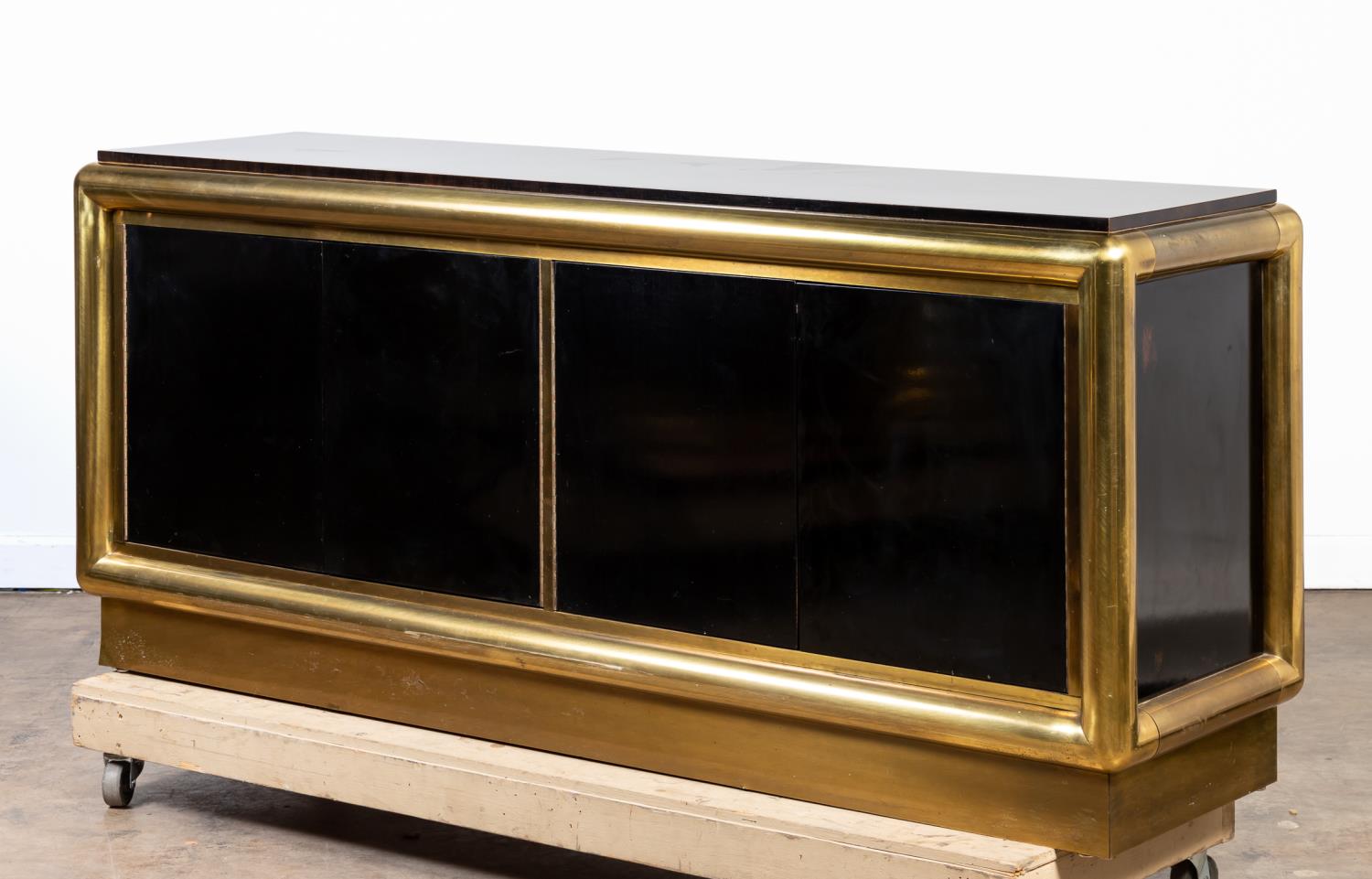 Appraisal: MASTERCRAFT BRASS BLACK LACQUER SIDEBOARD Mastercraft Furniture American Grand Rapids