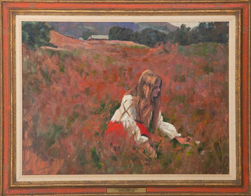 Appraisal: Susan Grisell b Girl in a Field Oil on canvas