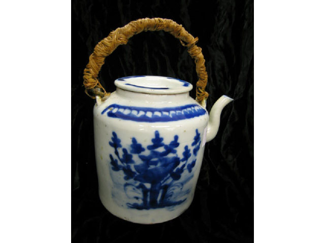 Appraisal: Early Oriental Blue White Pottery Teapot