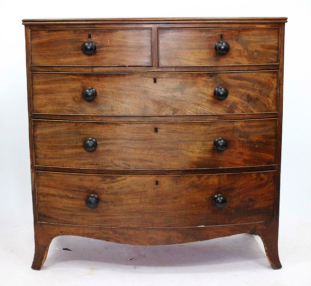 Appraisal: A VICTORIAN MAHOGANY TWO OVER THREE DRAWER CHEST with ebonised