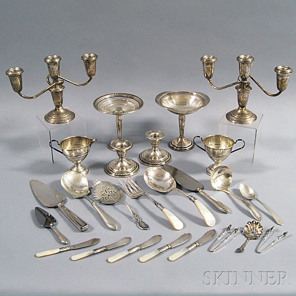 Appraisal: Group of Sterling Silver Hollowware and Flatware eight weighted hollowware